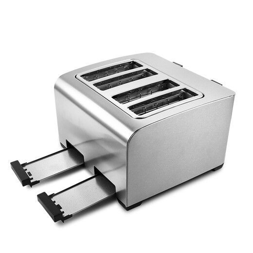 Tenfly Toaster Toaster Stainless Steel Multi-Slice Toaster Home Desktop Toaster Commercial Multi-Slice Bread Export to Domestic Sales Dual-Use for Home and Business Widen 4-Slice Bread Slot Contains Practical 4-piece Set