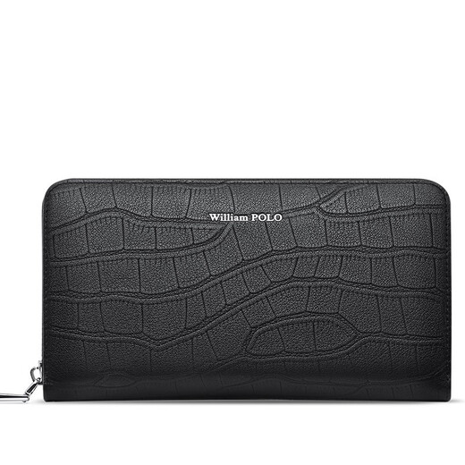 WILLIAMPOLO card bag for men's large capacity genuine leather wallet for men's long top layer cowhide leather multiple card slots for Chinese Valentine's Day gift for boyfriend B-two rows of card slots + multi-functional slots