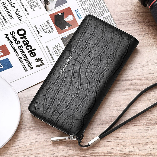 WILLIAMPOLO card bag for men's large capacity genuine leather wallet for men's long top layer cowhide leather multiple card slots for Chinese Valentine's Day gift for boyfriend B-two rows of card slots + multi-functional slots