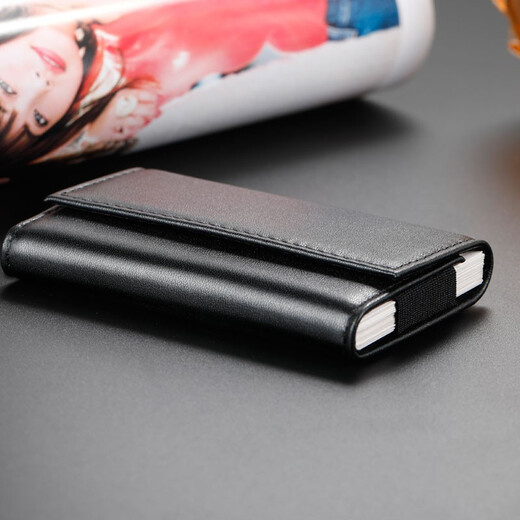 German EHRENMANN business card holder for men and women, business, high-end leather business card box, large capacity, ultra-thin card holder, business card holder, black