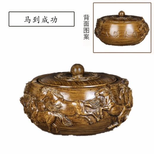 Door ashtray, retro ashtray with lid, large creative office furnishings, living room crafts, bedroom furnishings, Chinese style personalized practical resin ashtray for men.