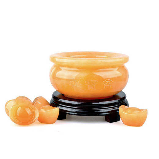 Qianfurui, treasure pot, wealth-gathering ornaments, natural topaz, large-sized opening craft gifts, 679D3, extra large size (base + basin + ingot) diameter 22cm, height 13cm