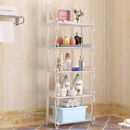 Wurmstil Badezimmerlagerregal bodenhaftes Badezimmer Waschbecken Rack Toilette und Küchenlagerregal Schicht Rack Z675 Z673-3 FODEN Kaffeefarbe
