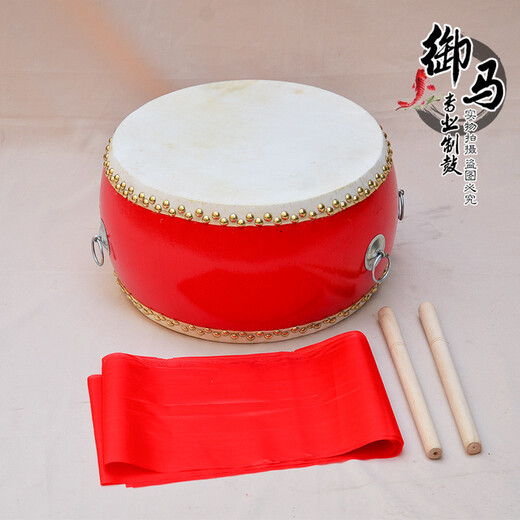 御马（YU MA）牛皮鼓儿童小鼓大鼓堂鼓锣鼓 乐器鼓战鼓 儿童敲鼓玩具 5寸鼓15cm*12cm+小镲（1-2岁）