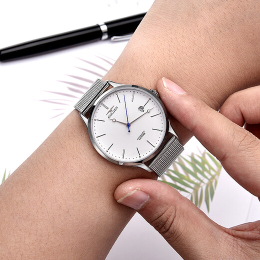 [Golgen) Entièrement automatique MECGEMENT MENSE MONTRE MONTRE MONTRE SIMPLE ET À FOIR MILAN TELANT ULTRA-THIN IMPRÉPRÉE CALENDRES MENSEMENTS 6172M MEN BLANC 6172MPS