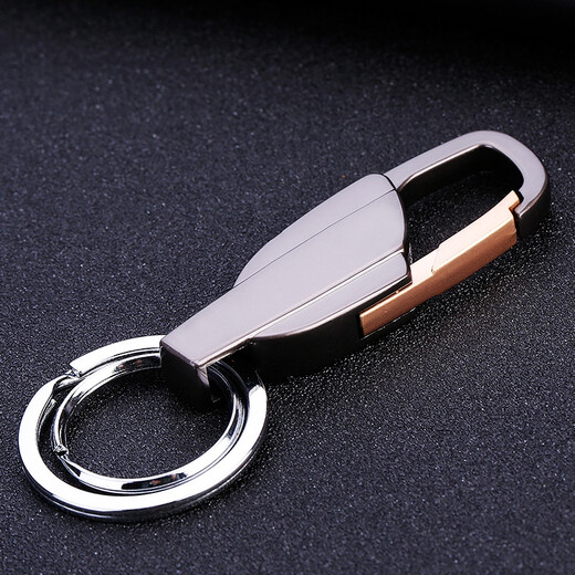 
LAAZEE car keychain prevent loss Men's keychain metal belt waist buckle Business practical gift gift 010 gun black - frontal grand grand picture + reverse phone