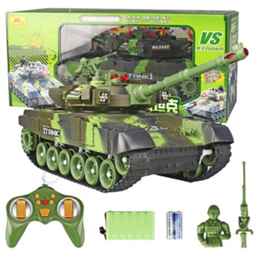 Extra large parent-child battle remote control tank launchable rechargeable children's off-road toy crawler remote control car boy car battle tank camouflage green