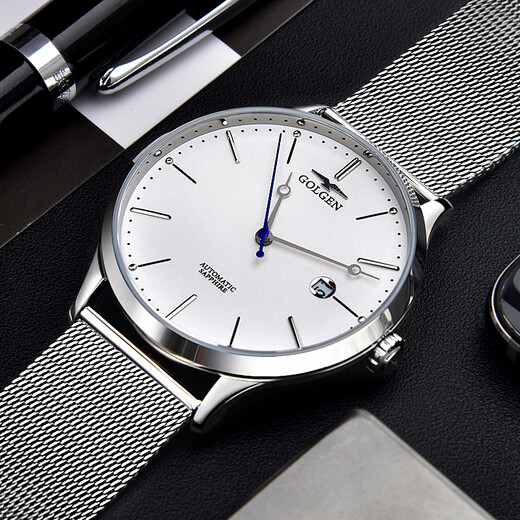 [Golgen) Entièrement automatique MECGEMENT MENSE MONTRE MONTRE MONTRE SIMPLE ET À FOIR MILAN TELANT ULTRA-THIN IMPRÉPRÉE CALENDRES MENSEMENTS 6172M MEN BLANC 6172MPS