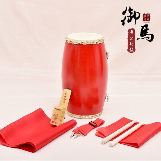 Yuma 9cm 12cm 14cm 15cm adult waist drum children's waist drum Yangko drum ethnic drum percussion instrument 14cm waist drum + full set of accessories 3 meters of silk + drum bag