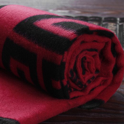 Sujin Chulan ethnic style men's red scarf birthday blessing word grandfather old lady Chinese banquet scarf autumn and winter blessing and longevity classic black