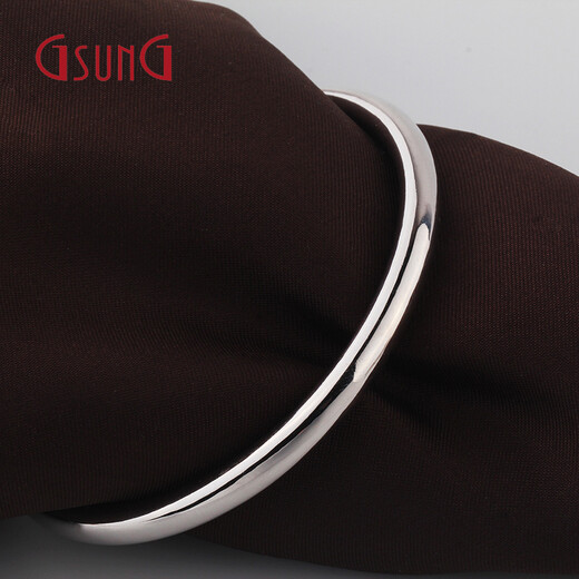 GsunGPt950 Platinum Eternal Promise Smooth Bracelet Platinum Round Stick Bracelet Open Hollow Round Bracelet Needs Customization PSLV068 Platinum PT950 Smooth Bracelet Priced by Gram