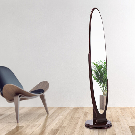 容源 穿衣镜 全身落地旋转试衣镜子带衣架 红棕色167*39cm（加厚底座可旋转）