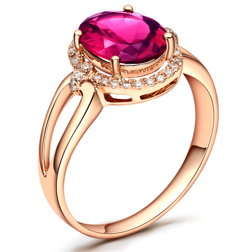 Lescreation Lisa Jewelry 2.3 carat pigeon blood rubellite diamond ring 18K gold colored gemstone ring women's South African diamond ring 1.8 carat rubellite ring