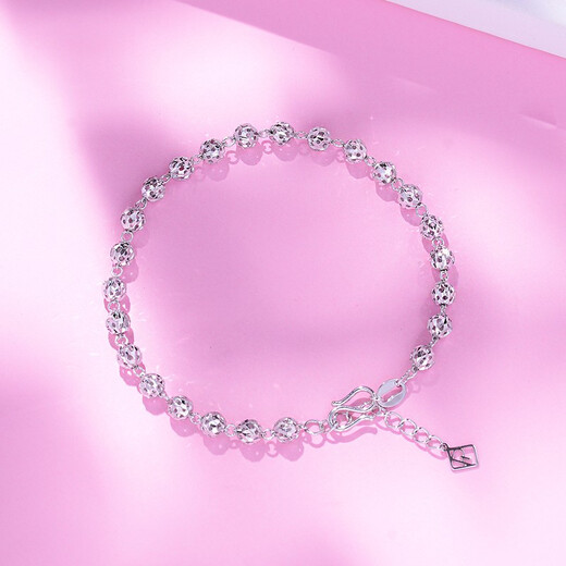 Yuan Shengfu's new PT950 fashionable hollow transfer ball platinum bracelet, fashionable women's versatile platinum bracelet, 6.38g, length 16.5-18.5cm adjustable