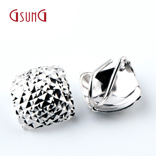 GsunG platinum PT950 faceted earring bracts new shiny platinum ear hooks PED018 need to be customized square ear bracts 3.22-3.25g