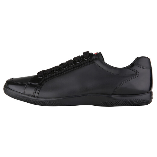 PRADA Men's PLUME SPAZZOLA Series Black Cowhide Casual Shoes 4E2439 OY5 F0002 Size 7.5/41.5