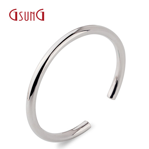 GsunGPt950 Platinum Eternal Promise Smooth Bracelet Platinum Round Stick Bracelet Open Hollow Round Bracelet Needs Customization PSLV068 Platinum PT950 Smooth Bracelet Priced by Gram