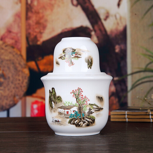 Shengtianxia Jingdezhen Ceramic Wine Set Half Jin Jin is equal to 0.5 kg, packed with wine jug, warm wine, heated wine jug, wine cup, yellow wine warmer, white wine jug, Qingshan Mangrove - Wine Warmer - Half Jin, equal to 0.5 kg, packed