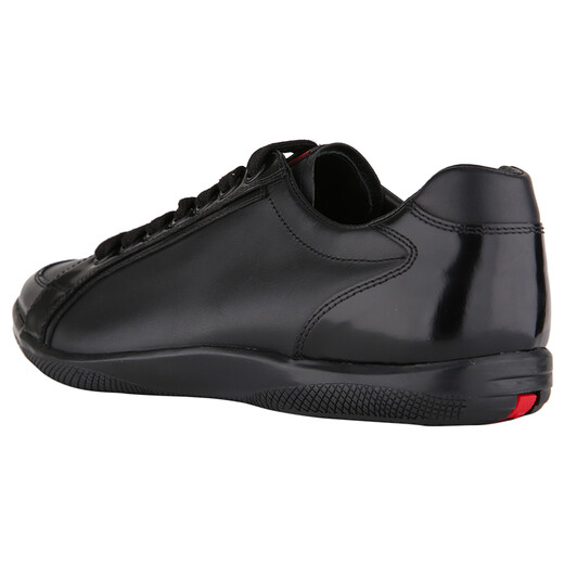 PRADA Men's PLUME SPAZZOLA Series Black Cowhide Casual Shoes 4E2439 OY5 F0002 Size 7.5/41.5