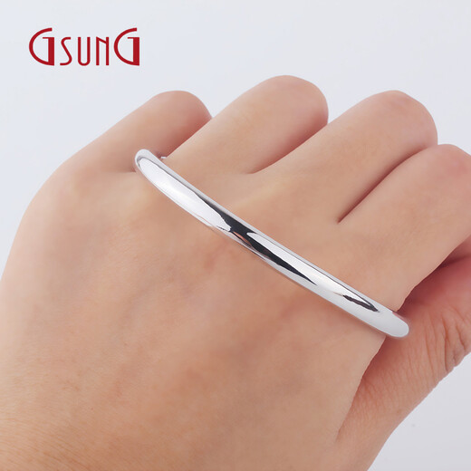 GsunGPt950 Platinum Eternal Promise Smooth Bracelet Platinum Round Stick Bracelet Open Hollow Round Bracelet Needs Customization PSLV068 Platinum PT950 Smooth Bracelet Priced by Gram