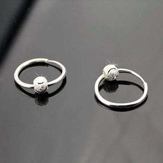 Zhizhen Yinlou 99 Pure Silver Earrings and Earrings for Girls, Fashionable Transfer Bead Earrings, Korean Style Earrings, Earrings, Silver Jewelry, One Pair of Frosted Bead Earrings + Free Pair of Earrings