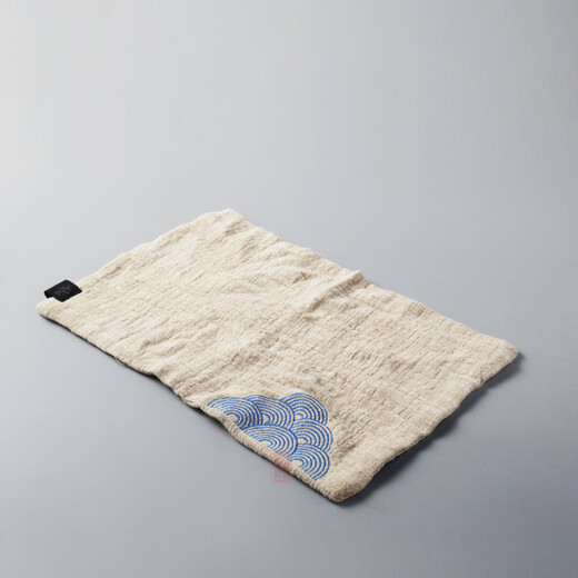 Jiutu Japanese cotton and linen tea towel absorbent thickened Kung Fu tea set accessories cleaning tea towel tea cloth handmade tea towel fabric embroidery rectangular beige