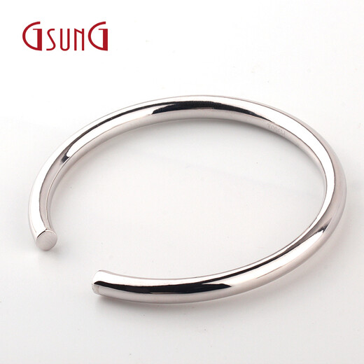 GsunGPt950 Platinum Eternal Promise Smooth Bracelet Platinum Round Stick Bracelet Open Hollow Round Bracelet Needs Customization PSLV068 Platinum PT950 Smooth Bracelet Priced by Gram