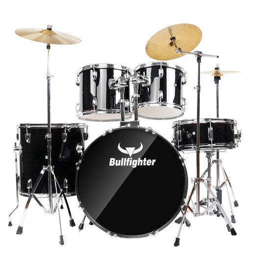 Bullfighter Drum Set (Bullfighter) Erwachsener Anfänger Kinderprofessioneller Jazz-Schlagzeug-Percussion-Instrument Black 5 Drum 4 Becken (verbessertes Ölhaut-Drum-Gesicht)