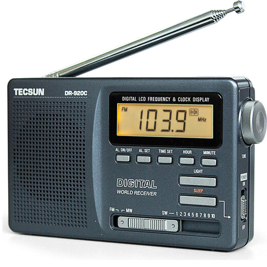 Tecsun 920c radio for the elderly, full-band portable clock-controlled digital display, dedicated broadcast semiconductor for CET-4 and CET-6 exams, English listening, college entrance examination, iron gray + power adapter + Tecsun headphones