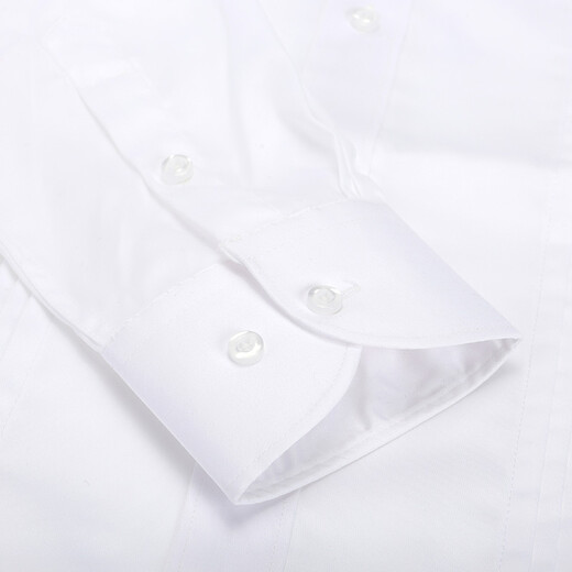 墨诺佰男士长袖衬衫礼服纯色婚礼商务修身清仓特惠全棉纯棉伴郎衬衣 礼服-白色 38 码（100-110斤）
