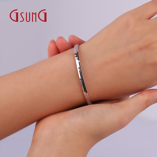 GsunG Platinum PT950 Women's Fashion Glossy Bracelet Multi-faceted Shiny Platinum Bracelet for Girlfriend Needs Customization Priced by Gram, Contact Before Buying