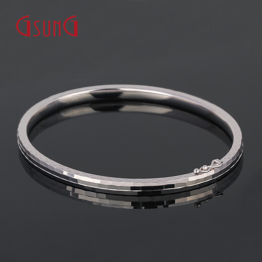 GsunG Platinum PT950 Women's Fashion Glossy Bracelet Multi-faceted Shiny Platinum Bracelet for Girlfriend Needs Customization Priced by Gram, Contact Before Buying