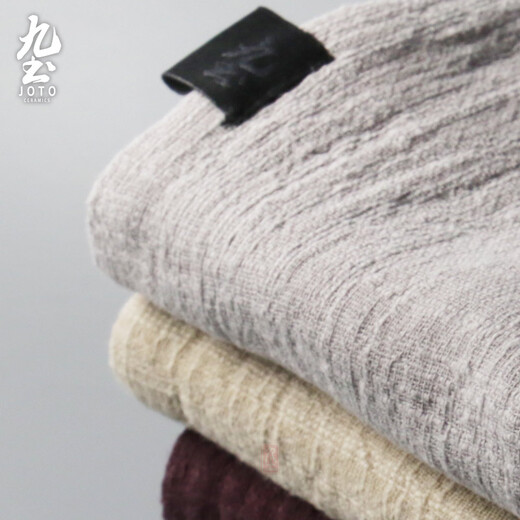 Jiutu Japanese cotton and linen tea towel absorbent thickened Kung Fu tea set accessories cleaning tea towel tea cloth handmade tea towel fabric embroidery rectangular beige