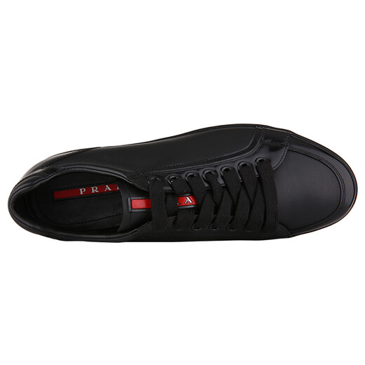 PRADA Men's PLUME SPAZZOLA Series Black Cowhide Casual Shoes 4E2439 OY5 F0002 Size 7.5/41.5