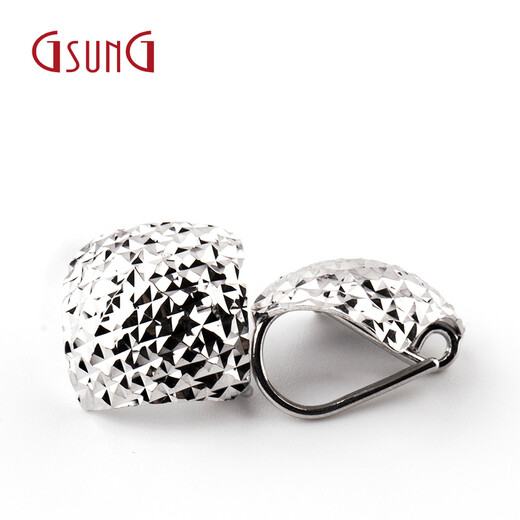 GsunG platinum PT950 faceted earring bracts new shiny platinum ear hooks PED018 need to be customized square ear bracts 3.22-3.25g