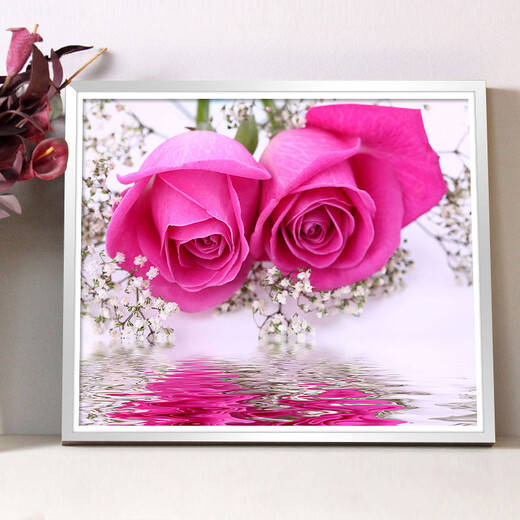 Yiren 5D-Diamantgemälde voller Diamanten, Wohnzimmer, Rose, handgefertigt, Punktziegelgemälde, 2024, neu, kleines Hochzeitsschlafzimmer, Diamantstickerei voller Diamanten, 58 x 50 T1049, zarte Rose