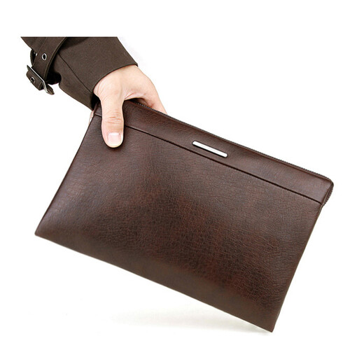 Sept Wolves Men's Men's Hands Full Cuir Clatest Brand Hands Sac à main Simple Pure Top Couche Cow Hide Multifonction Cuir souple Soft Taille 28,0 * 18,0 * 6,5 cm