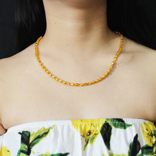 Sulanka gold-plated necklace for men, couple necklace, fashionable bean beads, sand-plated gold chain for girls, phoenix tail chain as a gift for friends, size 6, please see details for size and weight.