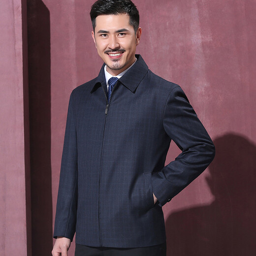 Hongdu Jacket Men's Jacket Thin Wool Lapel Middle-aged and Elderly Men's Spring and Autumn Style Large Size JN3072-1 180/96XL