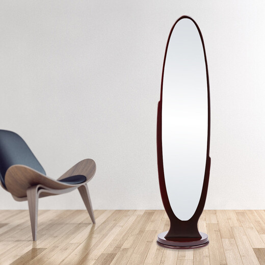 容源 穿衣镜 全身落地旋转试衣镜子带衣架 红棕色167*39cm（加厚底座可旋转）