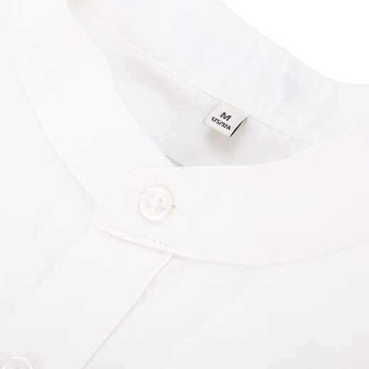 [70% new] INTERIGHT Cotton and linen small stand collar men's casual long-sleeved shirt white L size