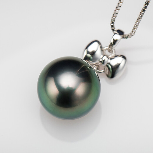 Nanzhu Palace Ruyi Knot Seawater Pearl Pendant Black Pearl Pendant 18K Gold Strong Light Lover Girlfriend Black Pearl 10-10.9mm
