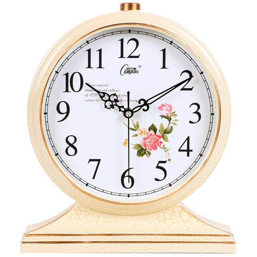 Compas Wall Clock Classical European Table Clock Retro Living Room Decoration Table Clock Creative Bedroom Bedside Clock Quartz Clock 3020 Digital Ivory White