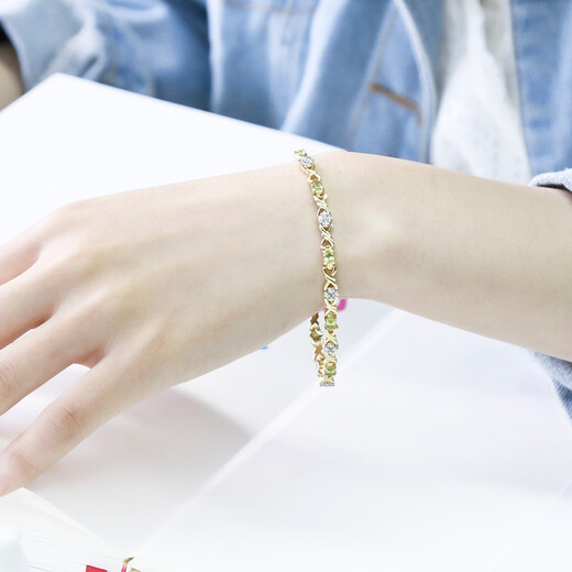 GEM STONE KING 4 carat green peridot bracelet for women 925 silver colored gemstone bracelet as a Women's Day gift for wife 925 silver plated platinum