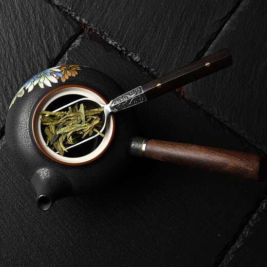 Yanghua Jinge Damascus steel tea spoon pattern steel solid wood handle tea spoon tea tea shovel tea ceremony accessories six gentlemen Damascus purple sandalwood handle tea spoon