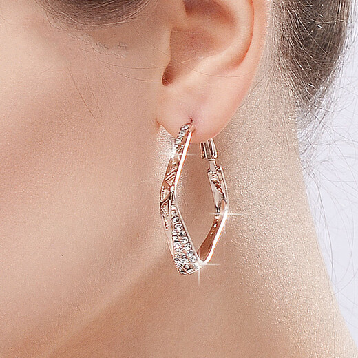 Idel Korean personalized large earrings hoop long style female European and American exaggerated temperament pendant ear jewelry simple earrings Valentine's Day birthday gift for wife and girlfriend prismatic personalized earrings E1057