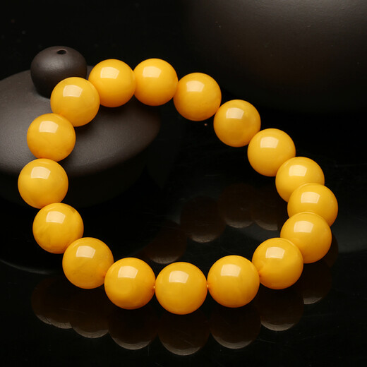 XIANGZHENFU JEWELRY Beeswax Bracelet Chicken Oil Old Beeswax Yellow Bracelet Ball Bead Chain Men and Women 10g 10-11mm Approx.