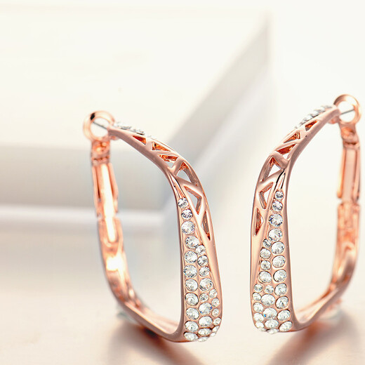 Idel Korean personalized large earrings hoop long style female European and American exaggerated temperament pendant ear jewelry simple earrings Valentine's Day birthday gift for wife and girlfriend prismatic personalized earrings E1057