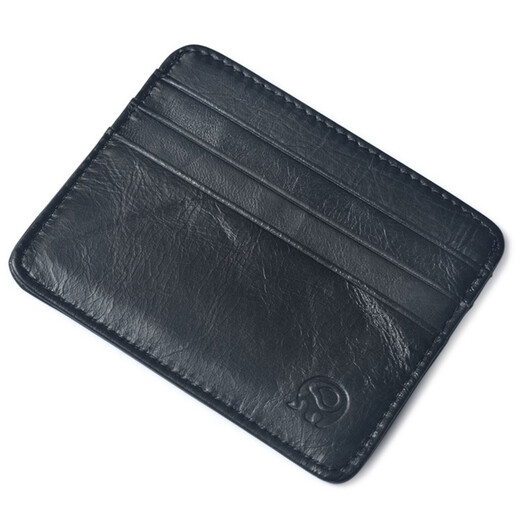 Geremen Herren Brieftasche kurze Frauenkartenbeutel Herren dünne Führerschein Beutel Kartentasche Kopfschicht Kuhpferd kleiner Brieftasche C022 Schwarz