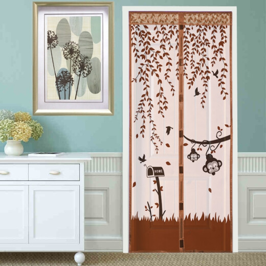 Anbuanqi Magnetic Anti-mosquito Door Curtain Anti-mosquito Door Curtain Soft Screen Door Curtain Screen Window Door Curtain Encrypted Silent Velcro Monkey-Free Door Curtain - Brown [Velcro Style] 90*210cm